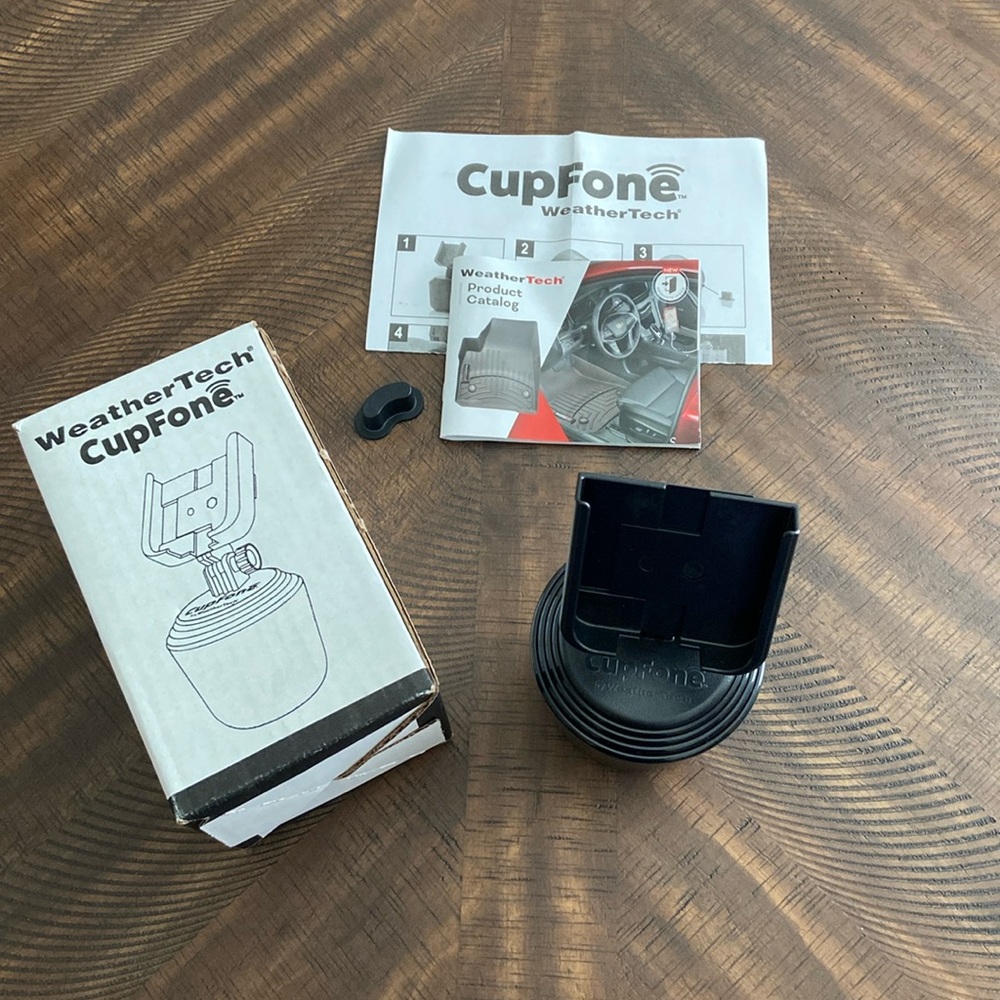 WeatherTech CupFone Phone Holder - black with catalog and instruction sheet